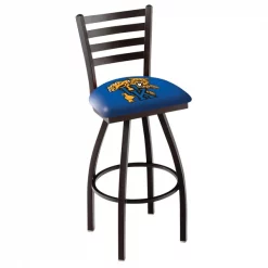 Holland Bar Stool Co. 30" Blk Wrinkle Kentucky "Wildcat" Swivel Bar Stool, Ladder Back