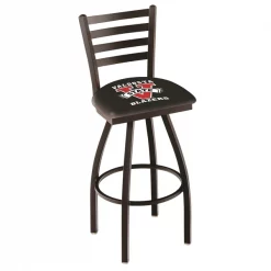 Holland Bar Stool Co. 30" Blk Wrinkle Valdosta State Swivel Bar Stool, Ladder Back