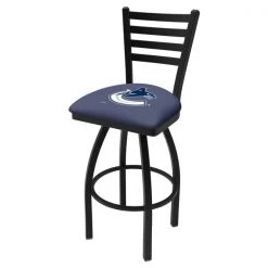 Holland Bar Stool Co. 25" Blk Wrinkle Vancouver Canucks Swivel Bar Stool, Ladder Back