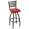 Holland Bar Stool Co. 30" Blk Wrinkle Wisconsin "Badger" Swivel Bar Stool, Ladder Back
