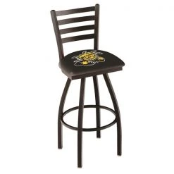 Holland Bar Stool Co. 25" Blk Wrinkle Wichita State Swivel Bar Stool, Ladder Back