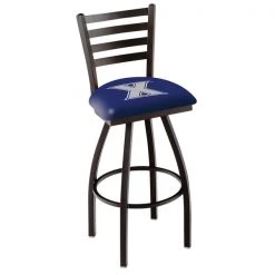 Holland Bar Stool Co. 25" Blk Wrinkle Xavier Swivel Bar Stool, Ladder Back