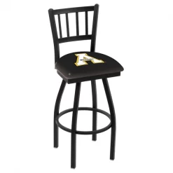 Holland Bar Stool Co. 25" Blk Wrinkle Appalachian State Swivel Bar Stool, Jailhouse Back
