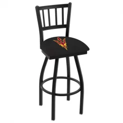 Holland Bar Stool Co. 30" Blk Wrnkl Arizona State Swivel Bar Stool, Jailhouse Back, Pitchfork