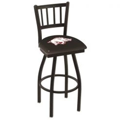 Holland Bar Stool Co. 30" Blk Wrinkle Arkansas Swivel Bar Stool, Jailhouse Back