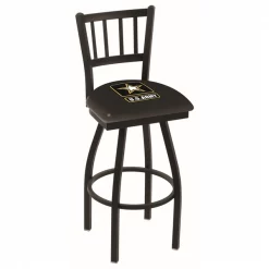 Holland Bar Stool Co. 30" Blk Wrinkle U.S. Army Swivel Bar Stool, Jailhouse Back