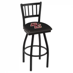Holland Bar Stool Co. 30" Blk Wrinkle Boston College Swivel Bar Stool, Jailhouse Back