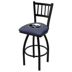 Holland Bar Stool Co. 25" Blk Wrinkle Buffalo Sabres Swivel Bar Stool, Jailhouse Back