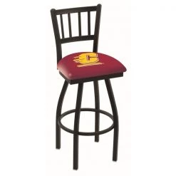 Holland Bar Stool Co. 25" Blk Wrinkle Central Michigan Swivel Bar Stool, Jailhouse Back