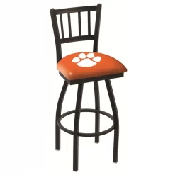 Holland Bar Stool Co. 30" Blk Wrinkle Clemson Swivel Bar Stool, Jailhouse Back