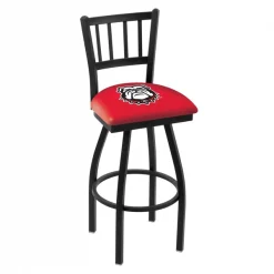 Holland Bar Stool Co. 30" Blk Wrinkle Georgia "Bulldog" Swivel Bar Stool, Jailhouse Back
