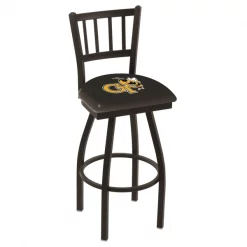 Holland Bar Stool Co. 30" Blk Wrinkle Georgia Tech Swivel Bar Stool, Jailhouse Back