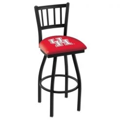Holland Bar Stool Co. 30" Blk Wrinkle Houston Swivel Bar Stool, Jailhouse Back