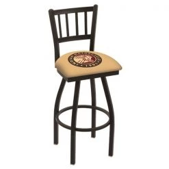 Holland Bar Stool Co. 25" Blk Wrinkle Indian Motorcycle Swivel Bar Stool, Jailhouse Back
