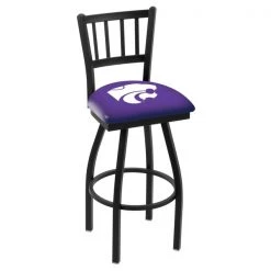 Holland Bar Stool Co. 30" Blk Wrinkle Kansas State Swivel Bar Stool, Jailhouse Back