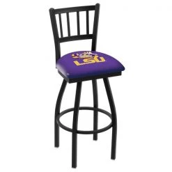 Holland Bar Stool Co. 25" Blk Wrinkle Louisiana State Swivel Bar Stool, Jailhouse Back