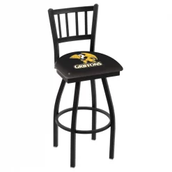 Holland Bar Stool Co. 30" Blk Wrinkle Missouri Western State Swivel Bar Stool, Jailhouse Back