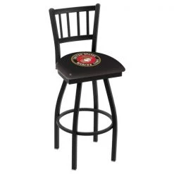 Holland Bar Stool Co. 25" Blk Wrinkle U.S. Marines Swivel Bar Stool, Jailhouse Back