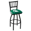 Holland Bar Stool Co. 25" Blk Wrinkle Michigan State Swivel Bar Stool, Jailhouse Back