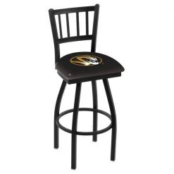 Holland Bar Stool Co. 25" Blk Wrinkle Missouri Swivel Bar Stool, Jailhouse Back