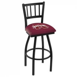 Holland Bar Stool Co. 30" Blk Wrinkle Mississippi State Swivel Bar Stool, Jailhouse Back