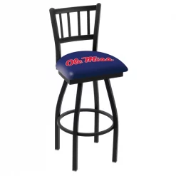 Holland Bar Stool Co. 25" Blk Wrinkle Ole' Miss Swivel Bar Stool, Jailhouse Back