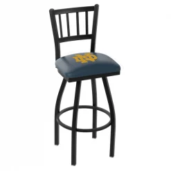 Holland Bar Stool Co. 30" Blk Wrinkle Notre Dame (ND) Swivel Bar Stool, Jailhouse Back