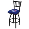 Holland Bar Stool Co. 30" Blk Wrinkle New York Rangers Swivel Bar Stool, Jailhouse Back