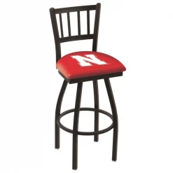 Holland Bar Stool Co. 30" Blk Wrinkle Nebraska Swivel Bar Stool, Jailhouse Back