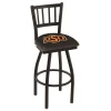 Holland Bar Stool Co. 30" Blk Wrinkle Oklahoma State Swivel Bar Stool, Jailhouse Back -Kitchen & Dining Furniture Sales Store Holland20Bar20Stool20Co L018OKStUn