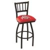 Holland Bar Stool Co. 25" Blk Wrinkle Ohio State Swivel Bar Stool, Jailhouse Back