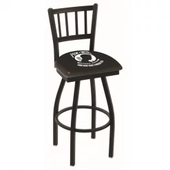 Holland Bar Stool Co. 30" Blk Wrinkle POW/MIA Swivel Bar Stool, Jailhouse Back