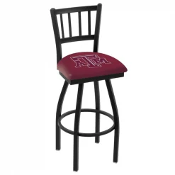 Holland Bar Stool Co. 30" Blk Wrinkle Texas A&M Swivel Bar Stool, Jailhouse Back