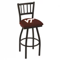 Holland Bar Stool Co. 30" Blk Wrinkle Virginia Tech Swivel Bar Stool, Jailhouse Back