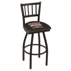 Holland Bar Stool Co. 25" Blk Wrinkle Valdosta State Swivel Bar Stool, Jailhouse Back