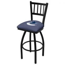 Holland Bar Stool Co. 30" Blk Wrinkle Vancouver Canucks Swivel Bar Stool, Jailhouse Back