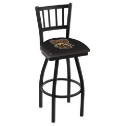 Holland Bar Stool Co. 25" Blk Wrinkle Western Michigan Swivel Bar Stool, Jailhouse Back