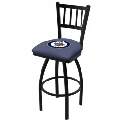 Holland Bar Stool Co. 30" Blk Wrinkle Winnipeg Jets Swivel Bar Stool, Jailhouse Back