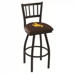 Holland Bar Stool Co. 25" Blk Wrinkle Wyoming Swivel Bar Stool, Jailhouse Back