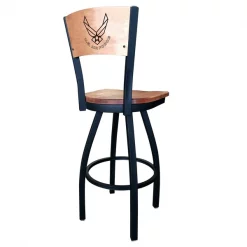 Holland Bar Stool Co. 30" Blk Wrinkle U.S. Air Force Swivel Bar Stool, Laser Engraved Back -Kitchen & Dining Furniture Sales Store Holland20Bar20Stool20Co L038AirForBWMM 2 1