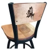 Holland Bar Stool Co. 25" Blk Wrnkl Arizona State Swivel Bar Stool, Engraved Back, Sparky Logo