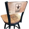 Holland Bar Stool Co. 30" Blk Wrinkle U.S. Army Swivel Bar Stool, Laser Engraved Back -Kitchen & Dining Furniture Sales Store Holland20Bar20Stool20Co L038ArmyBWMM