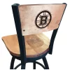 Holland Bar Stool Co. 25" Blk Wrinkle Boston Bruins Swivel Bar Stool, Laser Engraved Back -Kitchen & Dining Furniture Sales Store Holland20Bar20Stool20Co L038BosBruBWMM