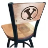 Holland Bar Stool Co. 25" Blk Wrinkle Brigham Young Swivel Bar Stool, Laser Engraved Back -Kitchen & Dining Furniture Sales Store Holland20Bar20Stool20Co L038BrigYnBWMM