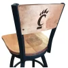 Holland Bar Stool Co. 25" Blk Wrinkle Cincinnati Swivel Bar Stool, Laser Engraved Back