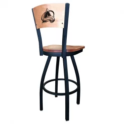 Holland Bar Stool Co. 25" Blk Wrinkle Colorado Avalanche Swivel Bar Stool, Engraved Back -Kitchen & Dining Furniture Sales Store Holland20Bar20Stool20Co L038ColAvaBWMM 2 1