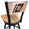 Holland Bar Stool Co. 25" Blk Wrinkle U.S. Coast Guard Swivel Bar Stool, Laser Engraved Back