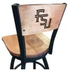Holland Bar Stool Co. 30" Blk Wrinkle Florida State Script Swivel Bar Stool, Engraved Back