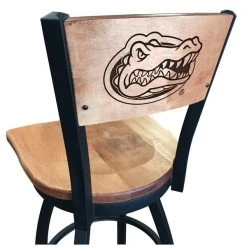 Holland Bar Stool Co. 25" Blk Wrinkle Florida Swivel Bar Stool, Laser Engraved Back