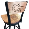 Holland Bar Stool Co. 30" Blk Wrinkle Georgia Tech Swivel Bar Stool, Laser Engraved Back